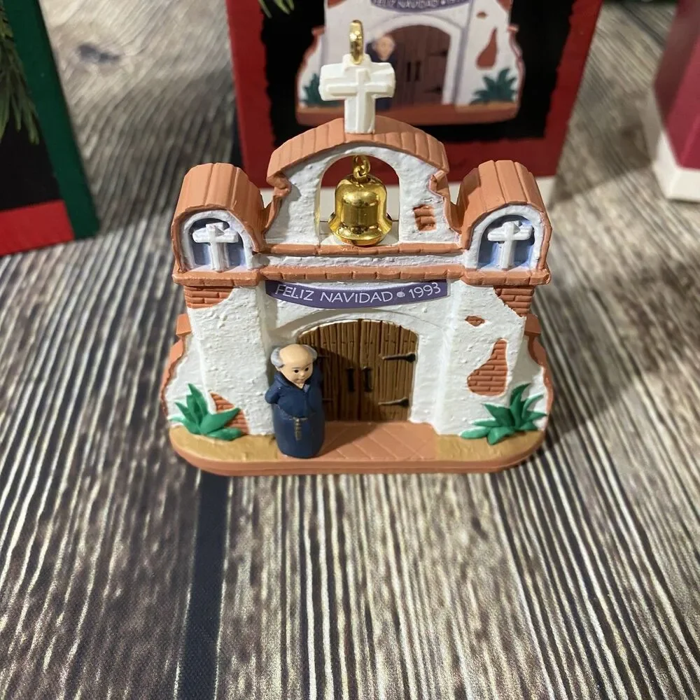 Lot of 3 Hallmark 'Feliz Navidad' Holiday Tree Ornaments 1992 1993 & 1994